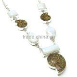 925 Sterling Silver Jewelry Necklace Handmade Jewellery Ammonite Fossil Jewelry Necklace Wholesale thumbnail-1