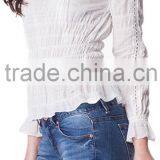 2016 Hot Sale Pleated White Autumn Ladies Blouse Designs thumbnail-3