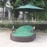 Modern With Umbrella Garden PE Rattan Wicker Sofa Bed thumbnail-1