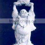 Laughing Buddha Statue White Marble Stone Hand Sculpture Carved For Temple No 26