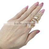 2016 Fashion Ladies Finger Double Ring With Rhinestone Punk Crystal Ring Chain Finger Ring thumbnail-5