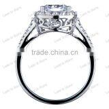 Silver CZ Halo Cushion Cut Engagement Ring With 8mm,10mm Big cz or Crystal Stone thumbnail-3
