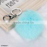 8cm Fur Pom Pom Keychain Rabbit Fur Ball Silver Keychain thumbnail-5