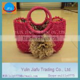 Hot sale rectangle red lady hangbags with metal handle