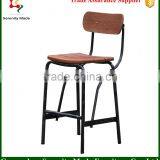 2016 New Item Modern Wooden Seat Bar Stool High Chair With Iron Legs