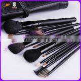 12pcs Classic Black Real Hair and Nylon Hair Wooden Handle Travel Cosmetic Brush Set With Case thumbnail-1