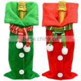 Christmas Holiday Velour Santa Wine Liquor Bottle Cover Bag Decoration