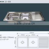 Stainless Steel Double Bowl Inset Kitchen Sink With Single Board thumbnail-1