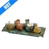 Handmade Painted Color Glazed Ceramic Bird Candle Holder,set of 5 thumbnail-1