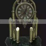 Magnificent Bright Gold Gilt Brass Mantel Clock, Black Marble Base Mantel Clock thumbnail-2