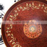 French Fabulous Marquetry Dining Room Table Set For 6 People/ Palace Antique Wooden Carving Pecock Green Round Dining Table thumbnail-2