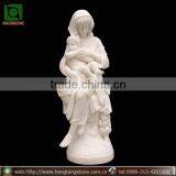 Carved White Marble Mother and Baby Stone Statue thumbnail-1