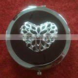 Decorative Black Compact Mirror With Metal Heart Decor thumbnail-1
