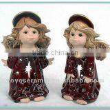 Red Antique Porcelain Angel Figurines thumbnail-1