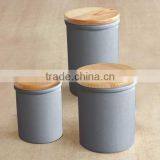 Can shape Ceramic Jar with Wooden lid, Matt Ceramic Canister