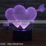 Heart Shape USB Charging 3D Optical Illusion Night Light