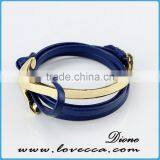 Fashion Jewelry Wholesale Leather Steel Anchor Hook Bracelet Men ,Custom Jewelry Nautical Bracelet Leather thumbnail-6