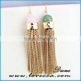 Handmade Beaded Bohemian Hoop Earring, Gold Wire With Turquoise Seedbeads Charm Earring thumbnail-2