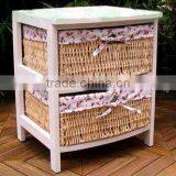 Wooden&willow Storage Cabinet /storage Drawers With 2 Basket thumbnail-1