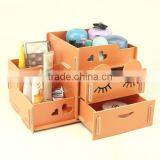 5 Storage Compartments Multifunctional Wooden Office Desk Organizer thumbnail-1