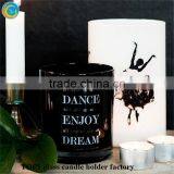 Crystal Candelabra Sprayed White or Black Glass Candle Jar Printed With Gold Logo Made in China thumbnail-1
