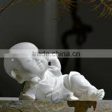 Modern Garden Decor White Marble Baby Buddha Statue thumbnail-3