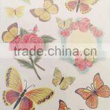 Orange Color Flowers & Butterfly Design Decorative Shinny Glitter Sticker, Graceful Design Decorative Sticker thumbnail-2