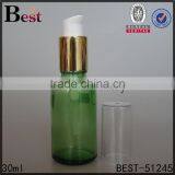 Hot Selling Wholesale 30ml Light Green Empty Hair Oil Glass Bottle Pump Cosmetics Screen Printing Hot Stamping Free Sample thumbnail-3