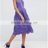 China Latest Clothing OEM Lace Pinny Scallop Margin Prom Midi Fashion Dress thumbnail-5