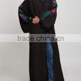 Guangzhou clothing OEM Thread work embroidery Black Rose Embroidered Kimono