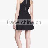 Ladies Casual Tropical Print Sleeveless Crisscross Neck Elegant Stretch Fit and Flare Dress thumbnail-4