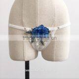 Garter Belt Net Panty Blue Embroidered Underwear Harness Cage Belt Panty Fashion Underwear Junior Bra Panty for Women thumbnail-3