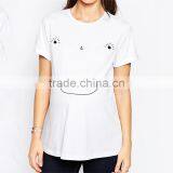Loose Casual Maternity White t Shirts OEM Embroidered Smile Face t Shirt Wholesale Blank Maternity t Shirts thumbnail-3