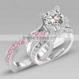 Trendy Fashion Wholesale Fine Jewelry Romantic cz Diamond Engagement Wedding Ring Set thumbnail-2