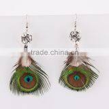 Wholesale Feather Jewelry Lady Peacock Tail Feather Earring Jewelry Evil Eye Earring Jewelry thumbnail-2