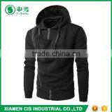Morden Fashion Custom Logo Pure Color Double Zip Up Mens Sublimation Black Hoodie thumbnail-1