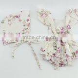 High Quality 100% Cotton Floral Pattern Baby Hat Girl Simple Cap With Easy Tie thumbnail-3