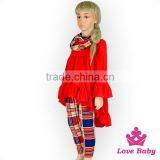 Long Sleeve Ruffle Clothing Set Cotton & Polyester Girls Winter Outfit With Neckerchief Newborn Baby Clothing Wholesale thumbnail-4