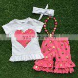 Girls Summer Design Baby Girls Boutique Clothing Girls Heart Outfits Children Short Sleeve Summer Outfits With Accessories thumbnail-1