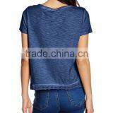 2016 Ladies Thin O-neck Blank t Shirt With Lace Hem thumbnail-5