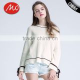 best selling nice pullover girls knitted handmade sweaters for women with bowknot