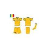 Yellow Sublimated Soccer Jersey, Romania Football Jerseys and Shorts With Socks Cool Dry