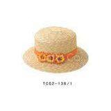 Raffia Childrens Sun Hats / 10cm Brim Straw Braid Sun Hats For Party thumbnail-1