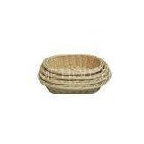 Oil-resistance Oval Rattan Bread Basket Tray In Biege For Bakery Shop
