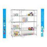 Chrome Wire Shelves Customized Silver Mobile Wire Shelving for Cosmetic Store