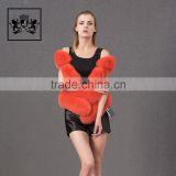 Fashion style orange fox fur jacket women wholesale fur vest fox fur gillet