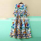 Women Long Sleeve Floral Printed Beach Maxi Dress Ladies Plus Size Party Cocktail Dresses thumbnail-4