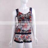 2015 Flower Printed Sleeveless Ladies Bra and Panty Sets Camisole thumbnail-1