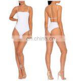 Mika72307 Latest Cheap Stripe Sexy Ladies Backless Bodycon Shiny Bodysuit for Women