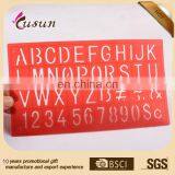 Fancy plastic letter stencil ruler with EN71 testing passed & OEM colors